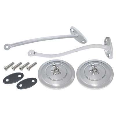 47-55 1st Series Exterior Mirror Kit, Chrome Ribbed Back 5