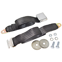 47-59 Seat Belt, Black Chrome Flip Buckle Lap Belt