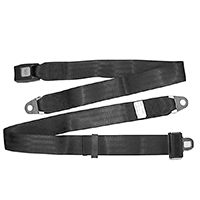 47-59 Universal Seat Belt, Push Button Non-Retractable Lap Belt, Black
