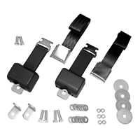 47-55 1st Series Seat Belts, 2 Point Retractable Chrome Lift Lever w/ Hardware, Black