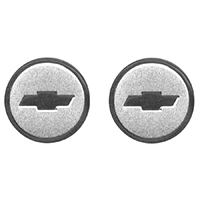47-59 Universal Seat Belt Emblem, Round Gray w/ Silver Bowtie