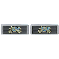 47-59 Universal Seat Belt Emblem Retangle, Black w/ Fisher Coach