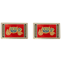 47-59 Universal Seat Belt Emblem Rectangle, Red w/ Fisher Coach