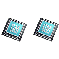 50-55 1st Series Seat Belt Emblem Square Blue w/ GM Logo