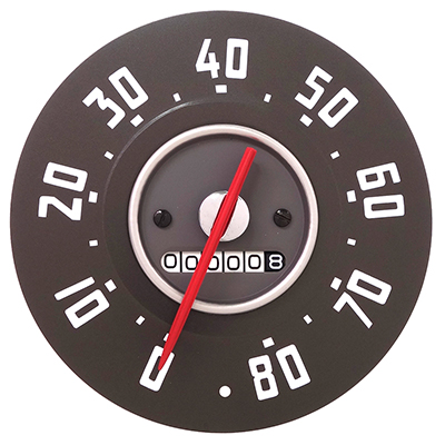 47-48 Chevrolet Speedometer Gauge, 0-80 mph, with Red Needle