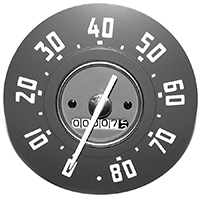 49-51 Chevrolet Speedometer Gauge, 0-80 mph, with White Needle