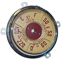 47-51 GMC Dash Gauge Cluster, 6 Volt, 6 Cyl., 0-60 lbs. Oil, 100-220 Degree