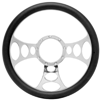 Billet Aluminum Steering Wheel, Bandit Style Black Leather
