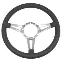 Volante Steering Wheel, Black Leather 3 Spoke w/ Slots