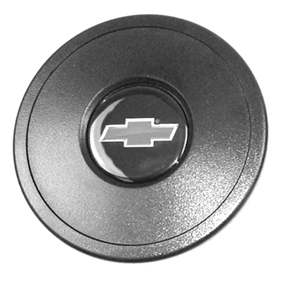 Chevrolet Car, Volante Steering Horn Cap, Black Plastic w/ Silver Bowtie Emblem
