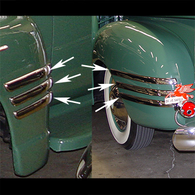 47-55 1st Series Chevrolet/GMC Truck Fender Molding Set, Polished Stainless Steel, 12 Pieces