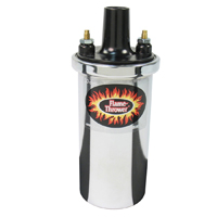 47-59 Flame Thrower High Performance Ignition Coil, 3.0 OHM, 12 Volt, Chrome