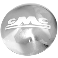47-54 GMC 1/2 Ton Hub Cap, Stock, Polished Stainless Steel w/ White Letters, Ea.