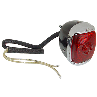 40-53 Tail Light Assembly, Black Housing w/ Chrome Bezel RH