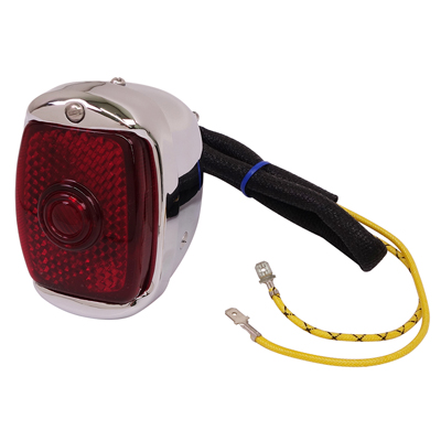 40-53 Tail Light Assembly, Chrome Housing w/ Chrome Bezel, LH