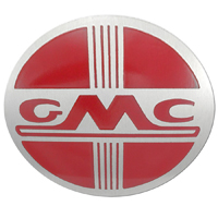 47-52 GMC Heater Plate, Metal Type, Red on Silver