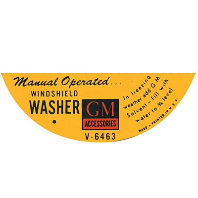 49-57 Chevrolet Car - Manual-Operated Windshield Washer Label