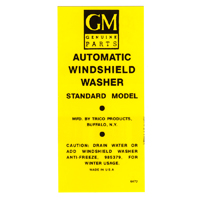 47-50 Washer Jar Bracket Label, Black on Yellow