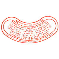 47-55 1st Series Air Cleaner Decal, Oil Bath, 6 Cyl.
