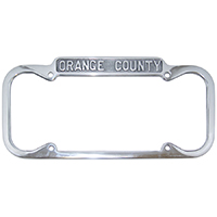 40-55 License Plate Frame, Orange County, Polished Aluminum