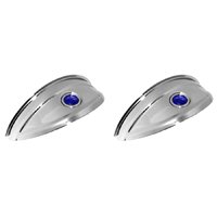 47-57 Headlight Visors, w/ Blue Dots Chrome