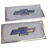 47-59 Step Plates w/ Black and Blue Painted Bowtie Emblem, Polished Aluminum