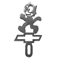 License Plate Decoration, Polished Stainless Steel, Felix w/ Bowtie