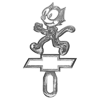 License Plate Decoration, Polished Stainless Steel, Felix Scroll w/ Bowtie