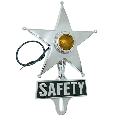 L.E.D. Chrome Safety Star W/ Light, Amber