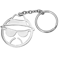 Male Face Keychain, Polished Stainless Steel
