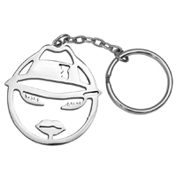 Woman Face Keychain, Polished Stainless Steel