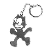 Key Chain, Polished Stainless Steel, Felix the Cat Walking