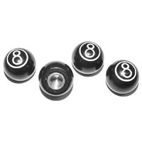 Valve Stem Caps, 8 Ball, Black, 4 pcs.