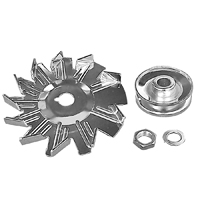 Alternator Fan w/ Pulley and Nut, Single Groove, Chrome