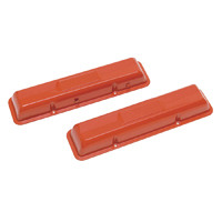 60-67 Chevrolet Small Block Car, Early Style Valve Covers Painted Orange, Pair