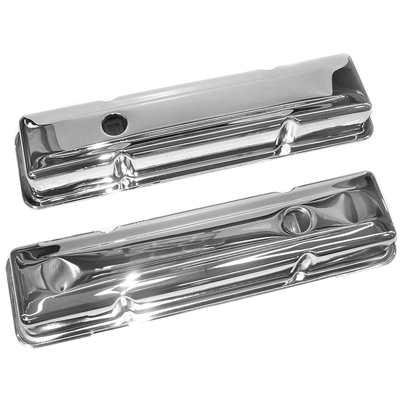 60-72 Chevrolet Car Small Block- Short with Baffle, Chrome Vlave Covers, Pair