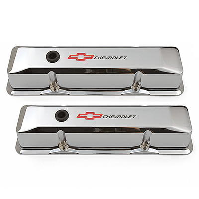 Chevrolet Aluminum Valve Covers, Small Block Cast w/ Drippers, Chrome Plated
