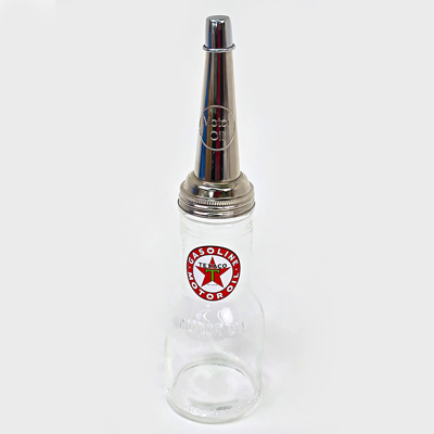 Glass Motor Oil Bottle, Texaco Decal