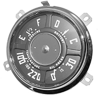 49-53 Chevrolet 52-53 GMC Dash Gauge Cluster, 6 Volt 6 Cyl., 0-30 lbs. Oil, 100-220 Degree