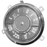 49-53 Chevrolet 52-53 GMC Dash Gauge Cluster, 12 Volt 8 Cyl., 0-60 lbs. Oil, 100-220 Degree