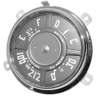 49-53 Chevrolet 52-53 GMC Dash Gauge Cluster, 6 Volt 6 Cyl., 0-30 lbs. Oil, 100-212 Degree
