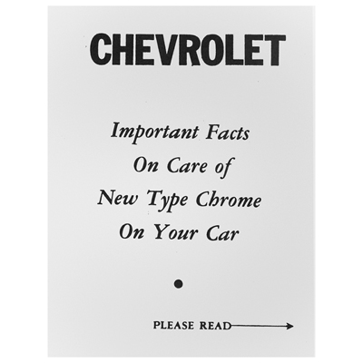 58-59 Full Size Chrome Care Pamphlet