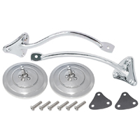55-59 Exterior Mirror Kit, Chrome, Ribbed