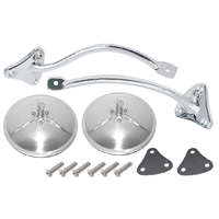 55-59 Exterior Mirror Kit, Stainless Steel Round Mirrors, Chrome Brackets