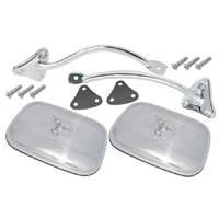 55-59 Exterior Mirror Kit, Rectangular Stainless Mirrors, Chrome Brackets