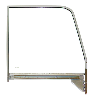55-59 Side Window Assembly w/ Chrome Frame & Clear Glass, RH