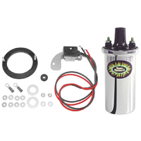 55-56 V8 Electronic Ignition Distributor Points Conversion Kit, w/ Chrome Coil