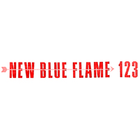 55 Valve Cover Decal, New Blue Flame 123, Red and Gold, 6 Cyl.