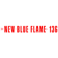 55 Valve Cover Decal, New Blue Flame 136, Red and Gold, 6 Cyl.