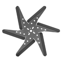 55-59 Flex Fan, 6-Black Aluminum Blades with Black Center, 17